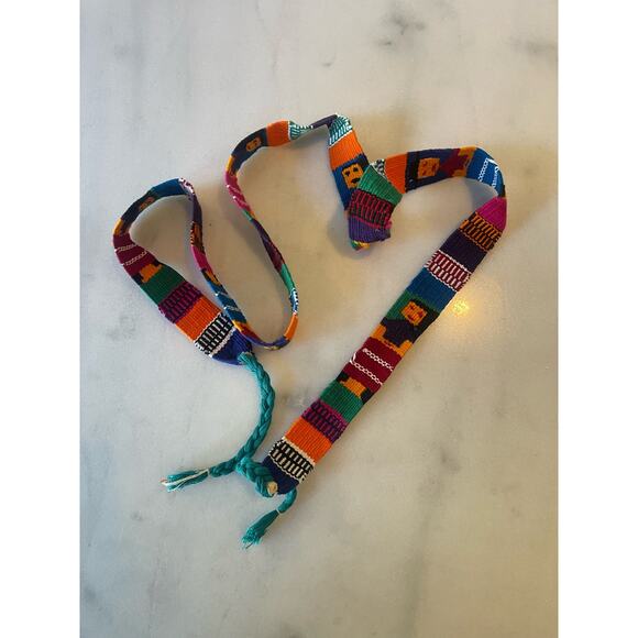 Mexican Embroidered Women's Belt 1-1/8 in X 46 in. Tassels. Handmade. Colorful - Picture 2 of 5